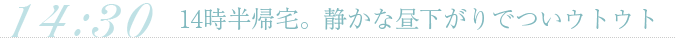 14時半帰宅。静かな昼下がりでついウトウト